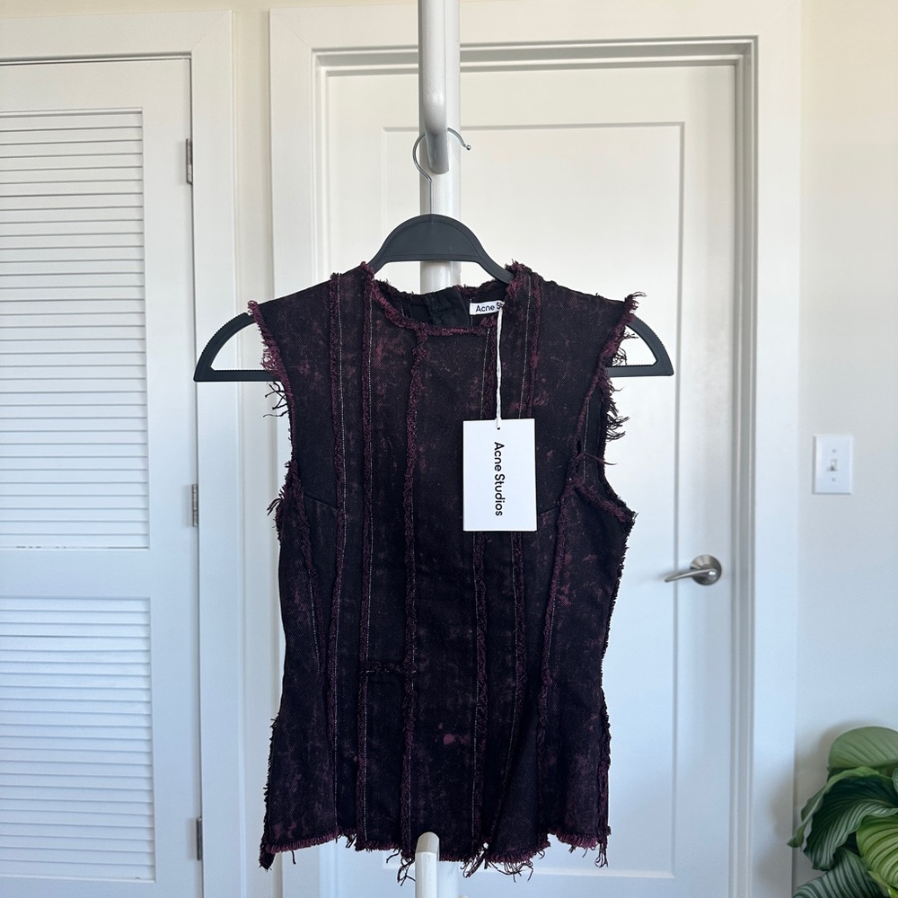NWT Acne Studios Black & Purple Frayed Denim Tank Top